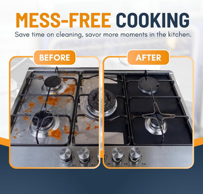 🥘 Reusable Gas Stove Burner Liners – 10.6 x 10.6 in | Heat-Resistant Cooktop Protector Mats | Set of 4 | ♻️