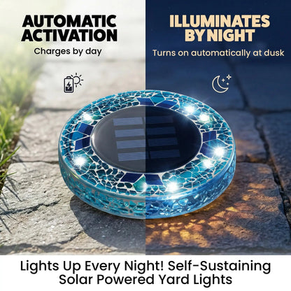 ✨4/8 Pack Solar Outdoor Mosaic Disk Lights, Waterproof Decorative Pathway LED Light