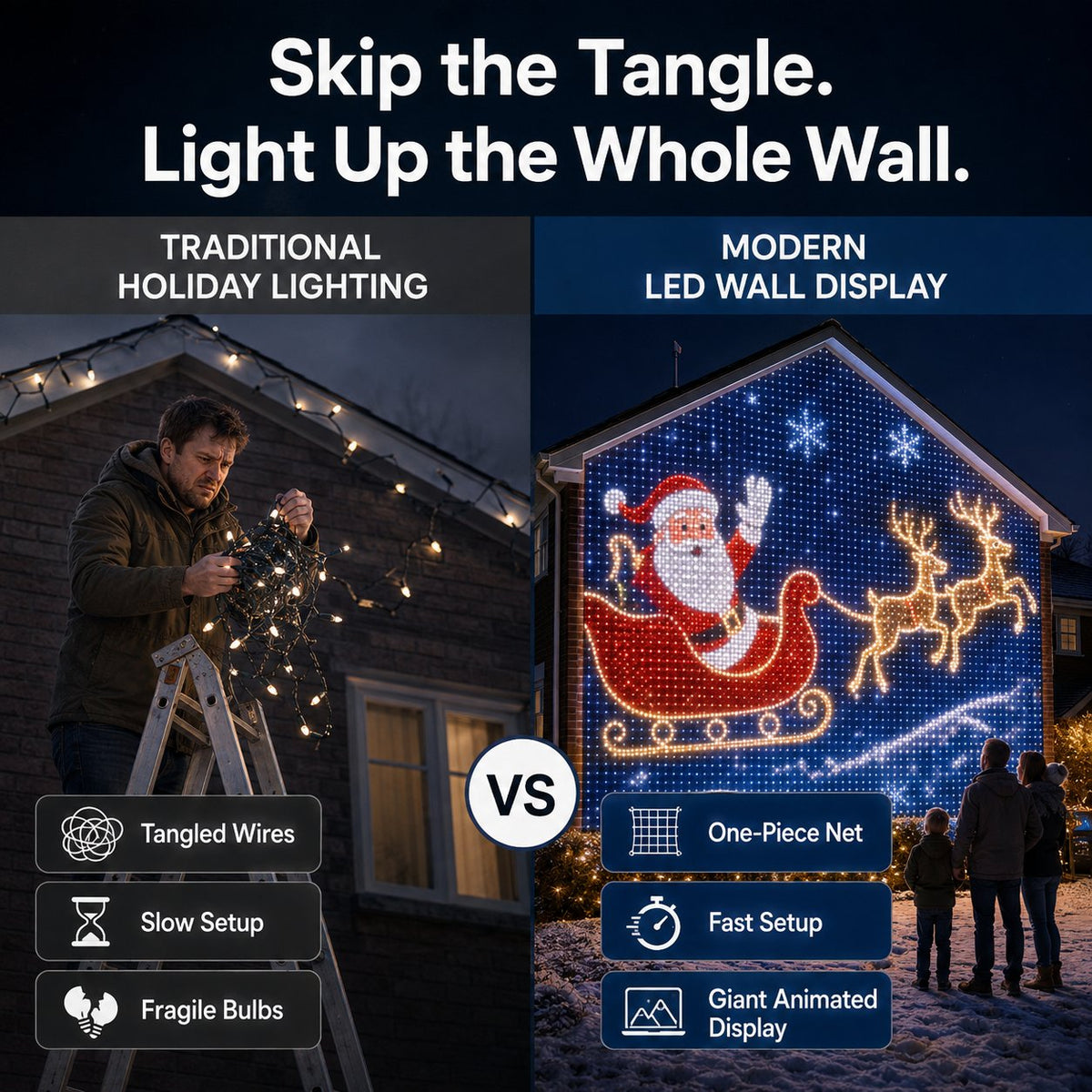 🎅Early Christmas 49% OFF🎄✨Christmas LED House Net & Smart Outdoor Wall Curtain Light