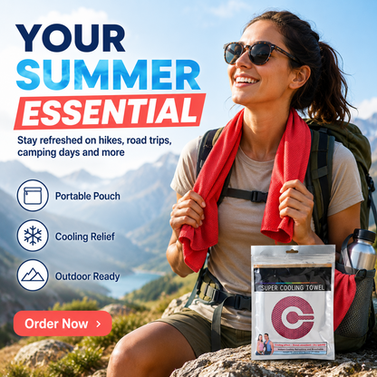 ❄️ Instant Cooling Towel – Lightweight Super Absorbent Towel for Sports, Travel & Outdoor Heat Relief