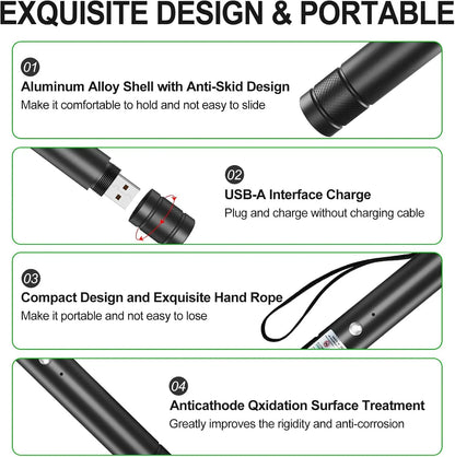 Rechargeable Green Laser Pointer/ Line Light Flashlight Long Distance Range for TV/LED/LCD Screens  Flashlights Presentation, Laser Pointer Cat Toy，Office / Outdoors / Astronomic / Construction SummerVibes petlovers