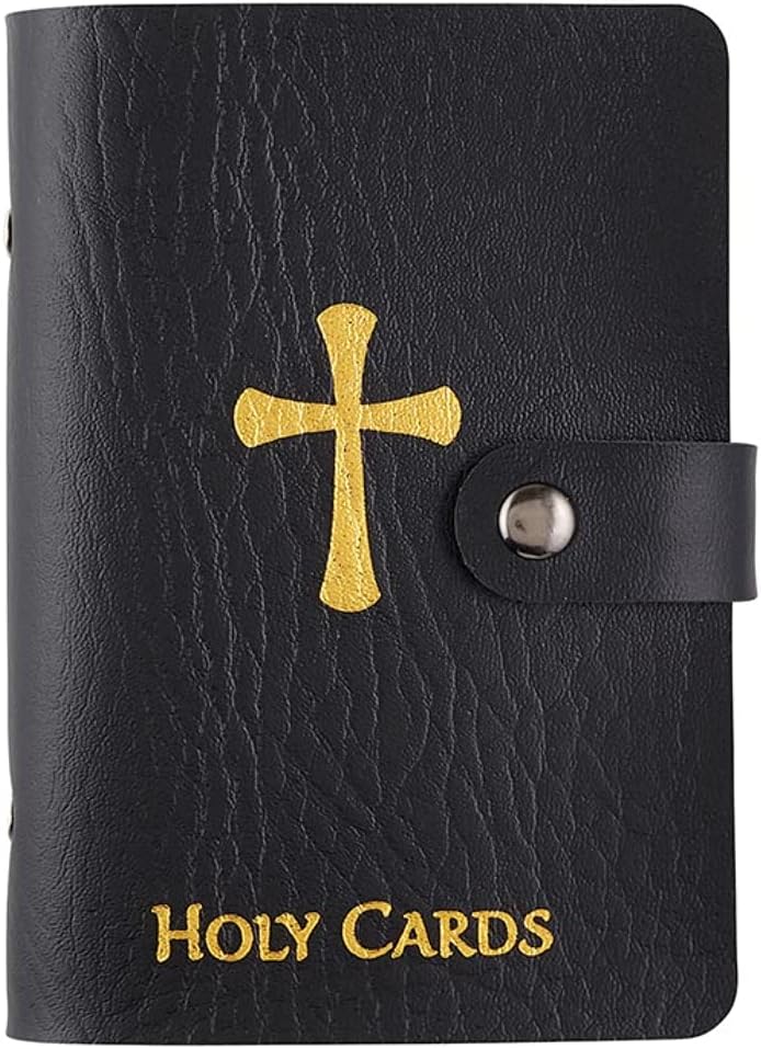 ✝️ Catholic Genuine Leather Holy Card Holder – Pocket Prayer Card Organizer with Snap Closure!!!