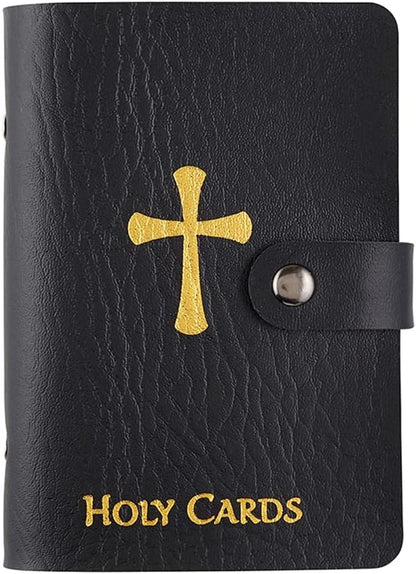 ✝️ Catholic Genuine Leather Holy Card Holder – Pocket Prayer Card Organizer with Snap Closure!!!