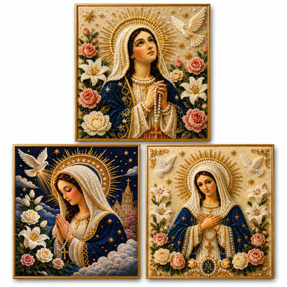 🎉🙏 Divine Pearl Bead Virgin Mary Icon – A Peaceful DIY Faith Art Gift ✨