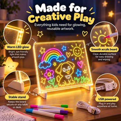 🌈🎨🎁 Magic Drawing Board for Kids – Draw, Glow & Erase🎁 Fun Create Gift for Boys &Girls