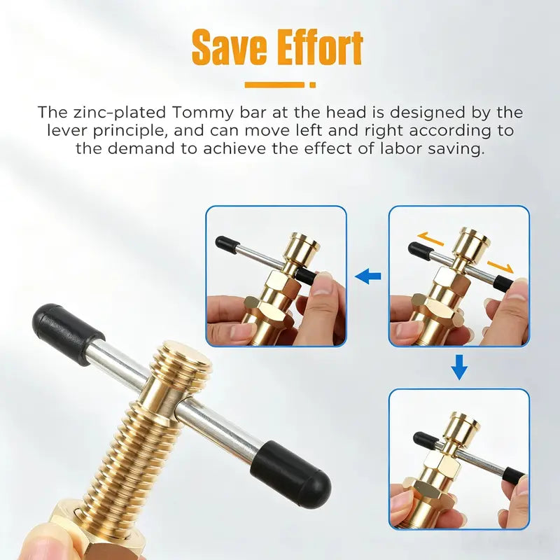 ✨Compression Sleeve Puller Tool for 1/2' & 3/4' Brass Pipes, Rust-Resistant Ferrule Remover, Pipe Ring Extraction Kit for Corroded/Frozen Supply Stops, Removes Nut & Ferrule Safely – No Pipe Damage (Fits NPT 1/2', 3/4')