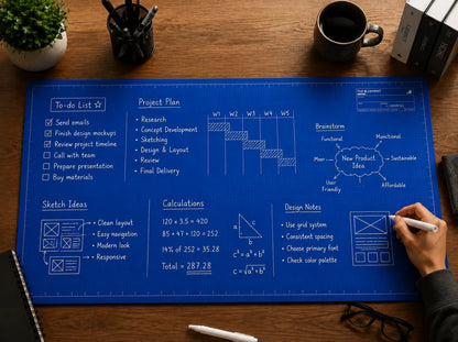 🖊️✨The Blueprint Deskmat Includes the Blueprint Marker💻A Double-Sided Deskmat to Draw, Erase & Redraw As Needed. 🎁Buy 2 Sets Free Shipping