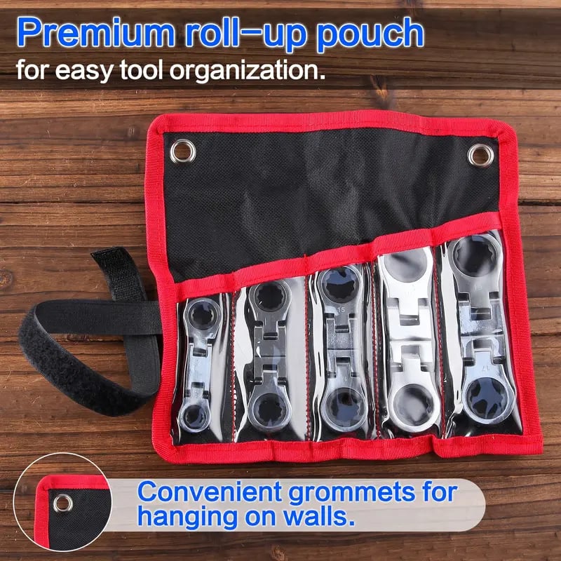 💯🛠️ 5-Piece Stubby Flex Head Ratchet Wrench Set | 72-Tooth Metric Mechanic Tools