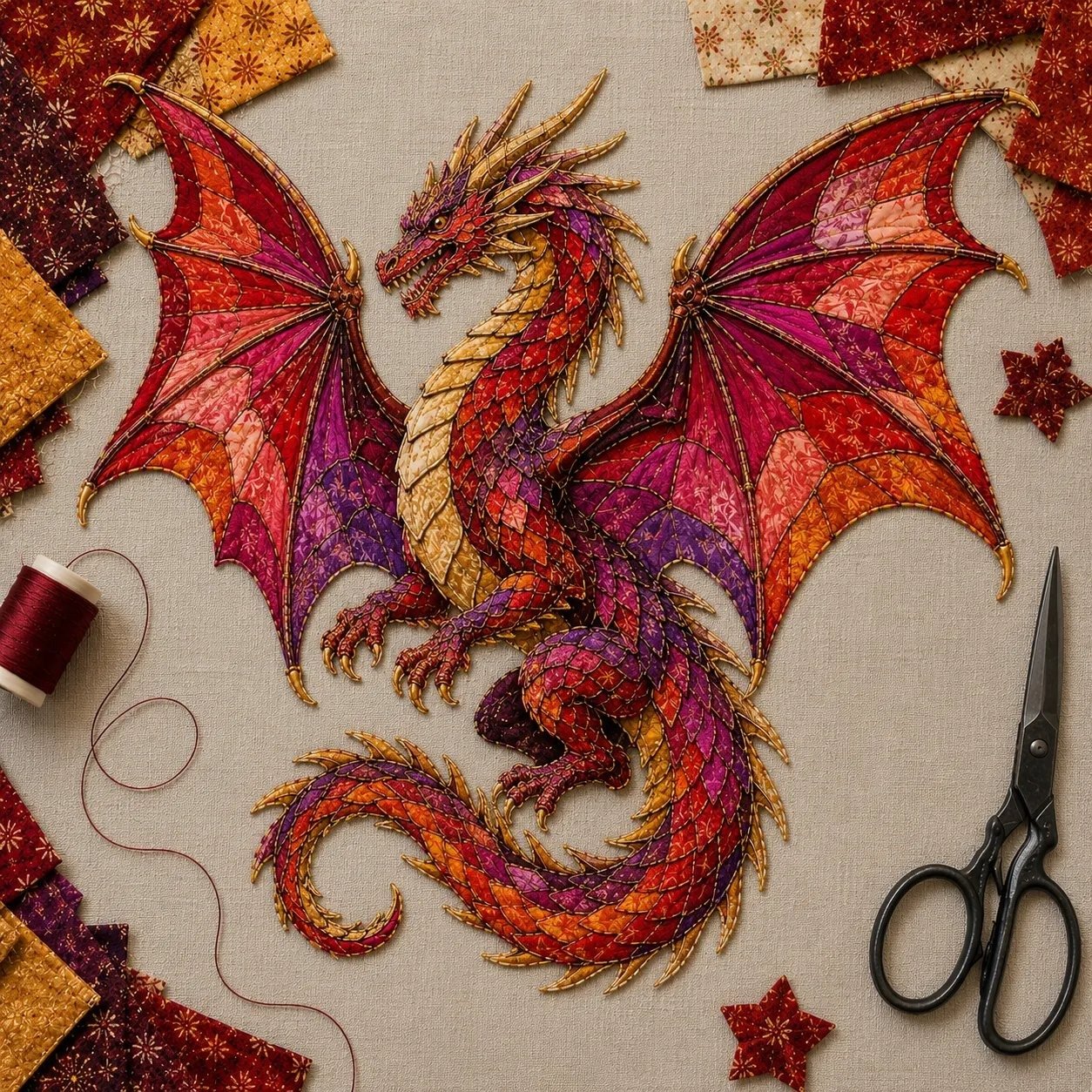 🌙 Beginner-Friendly Mythic Wilds DIY Patchwork Art Kit – Complete Sewing Craft Set 💕