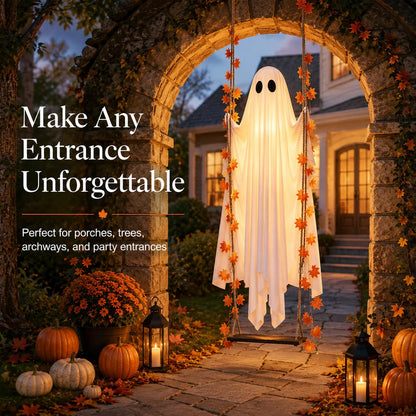 Light-Up Swinging Hanging Ghost Halloween Outdoor Decoration