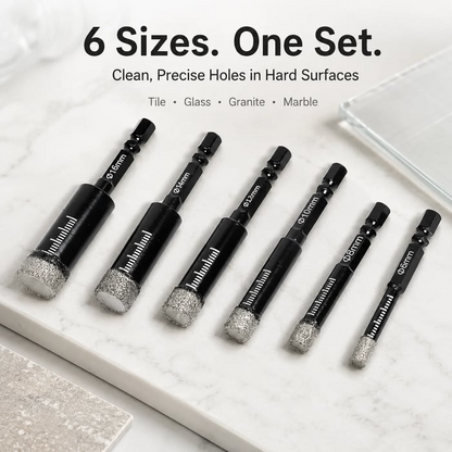 💎 6-Piece Diamond Drill Bit Set for Tile, Glass & Stone 🛠️