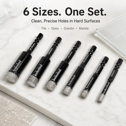 💎 6-Piece Diamond Drill Bit Set for Tile, Glass & Stone 🛠️