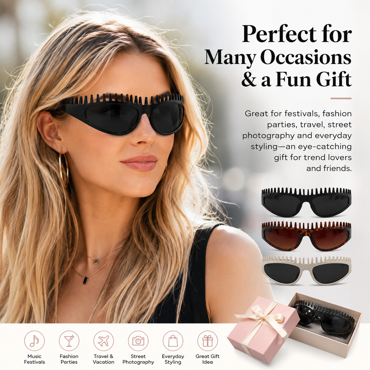 🪮 Spiky Jagged Frame Y2K Retro Oval Sunglasses🕶️