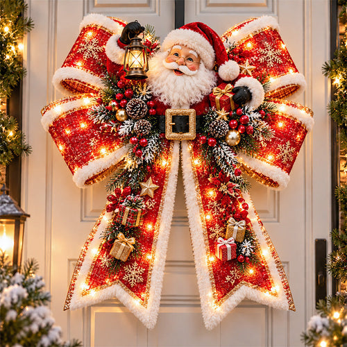 🎀 Giant Light-Up Christmas Bows – Magical Holiday Door Hangers in 6 Styles 🎄✨