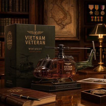 🎖️Vietnam Veteran Military Helicopter 1965-1975 Whiskey Bottle
