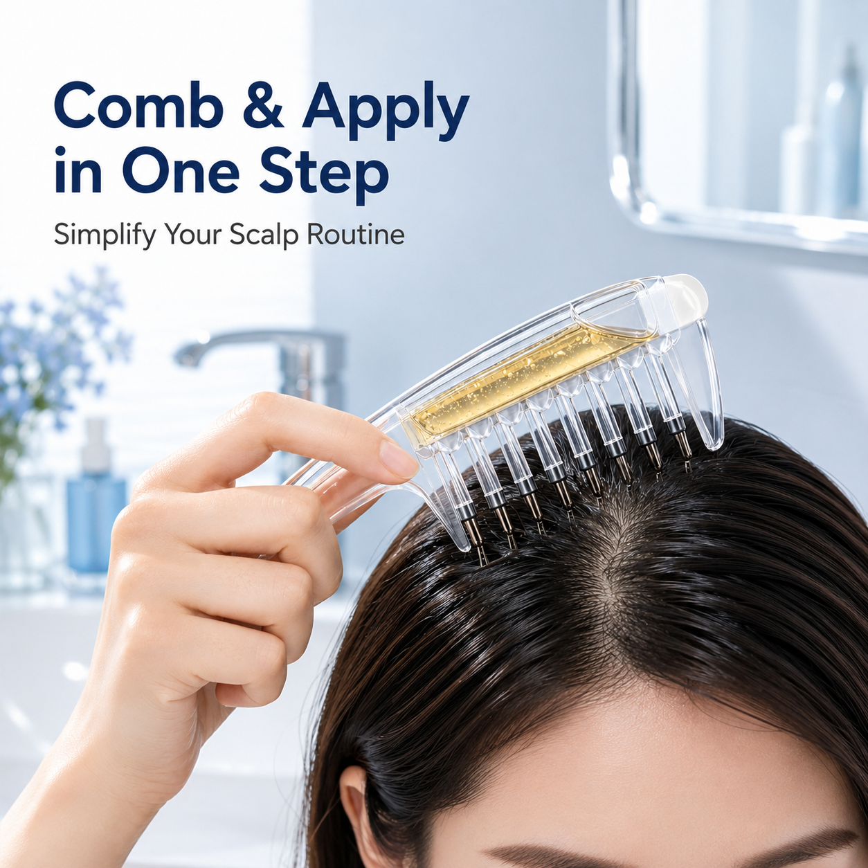 💆 Precision Scalp Applicator Comb with Roller-Ball Teeth for Hair Oils ✨