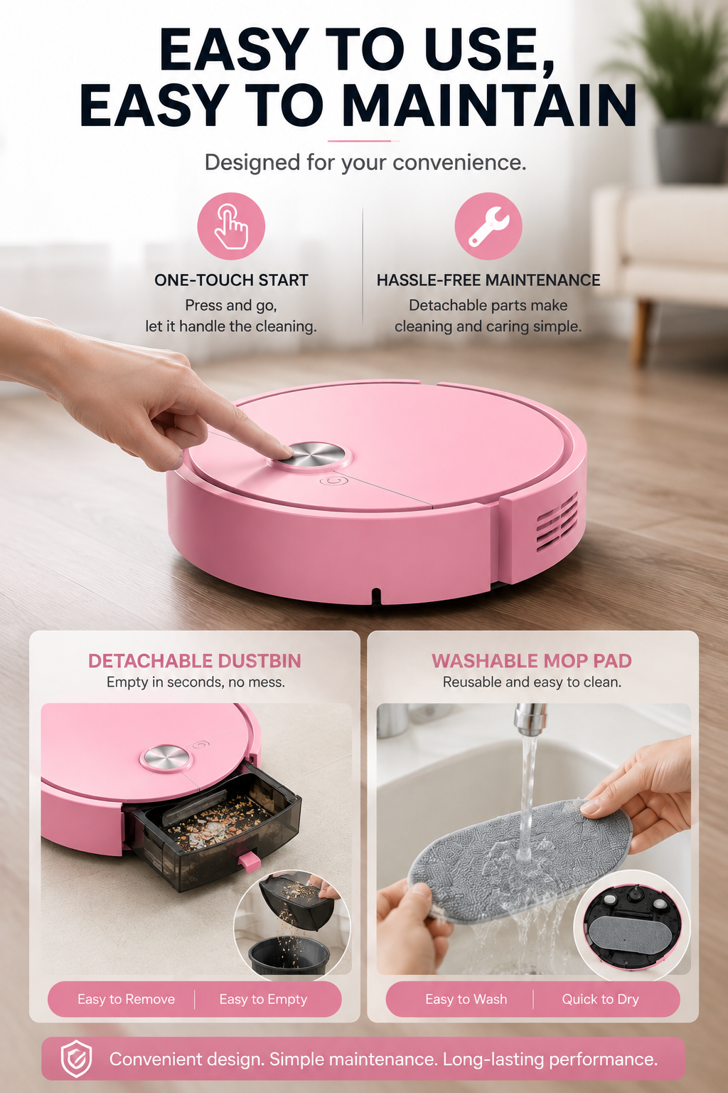 3-in-1 Smart Robot Vacuum & Mop – Powerful Suction for Effortless Daily Cleaning