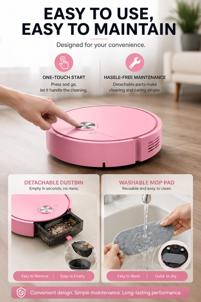 3-in-1 Smart Robot Vacuum & Mop – Powerful Suction for Effortless Daily Cleaning