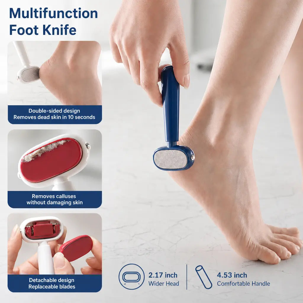 Buy 1 Get 1 Free🦶 Smooth Heels Fast ✨ Dual-Sided Foot Callus Remover with Replaceable Stainless Steel Blade