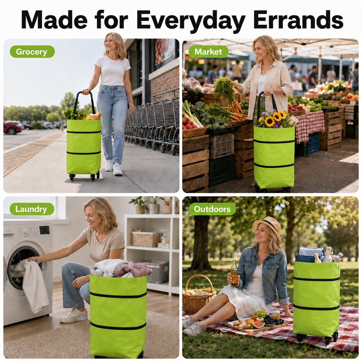 🛒 Large-capacity folding push-pull shopping bag - The perfect choice for large-scale shopping trips