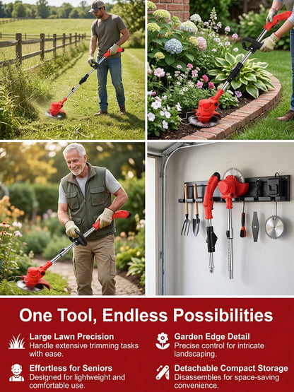 🌿 Lightweight Cordless Grass Trimmer Quiet 9000 RPM Powerful Long Battery Life Foldable Easy Storage