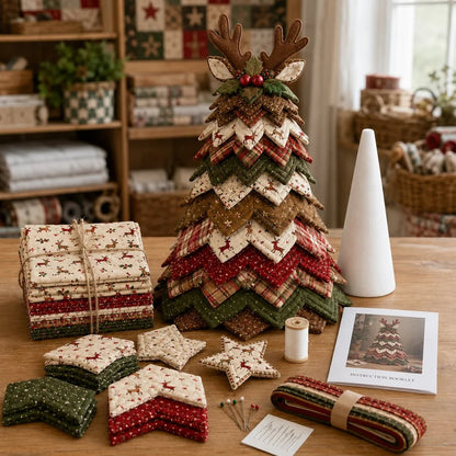 🔥LAST DAY 50% OFF - 🎄DIY Quilted Santa Christmas Tree Kit – Handmade Fabric Holiday Tabletop Tree Decor