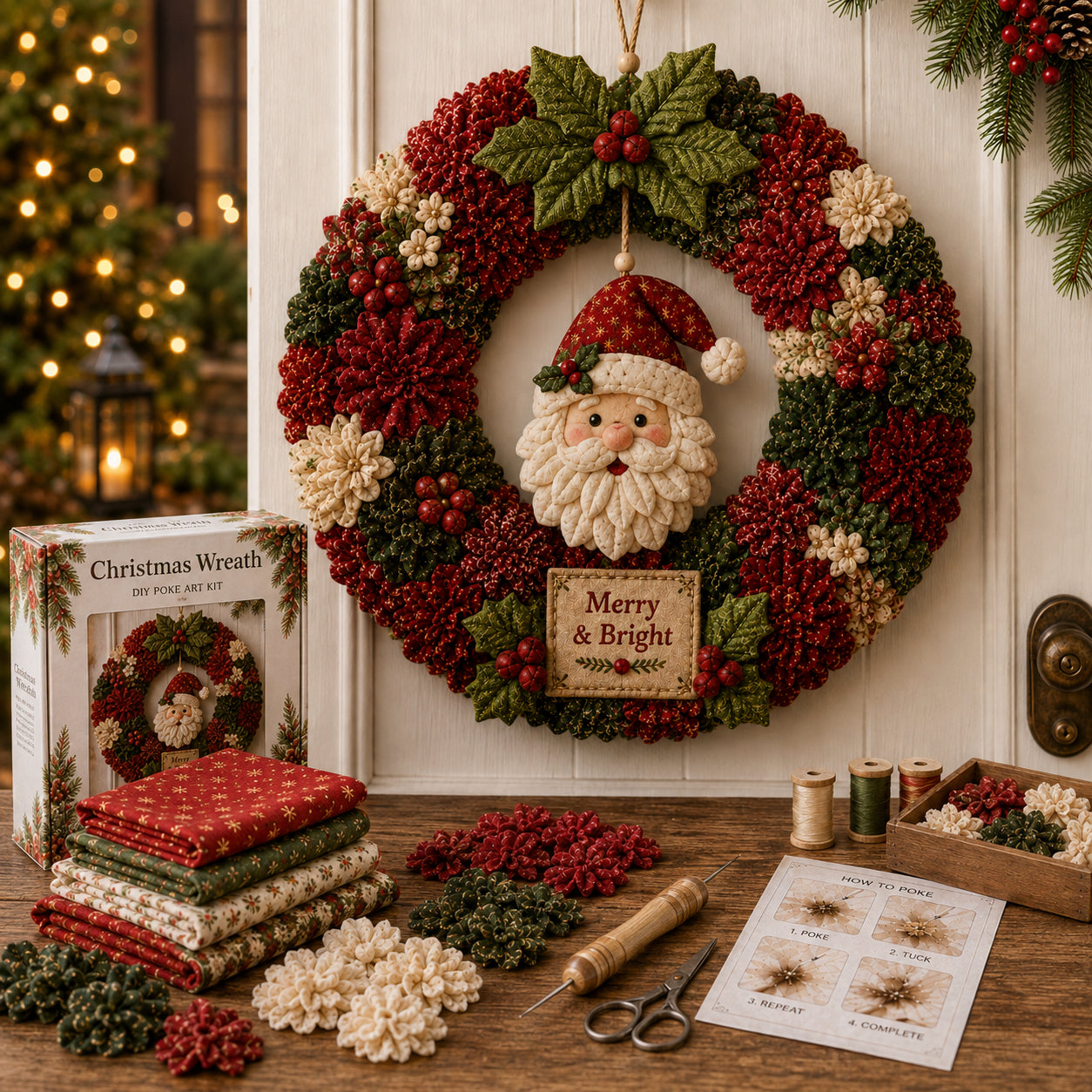 🔥49% Off Last Day - 🔥🎄 3D Fabric Poke Wreath DIY Kit