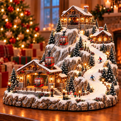 🔥 LAST DAY 49% OFF 🔥 Animated Christmas Mountain Cable Car Village™ – Lighted Alpine Ski Resort Scene with Moving Gondolas & Cozy Holiday Chalets ✨