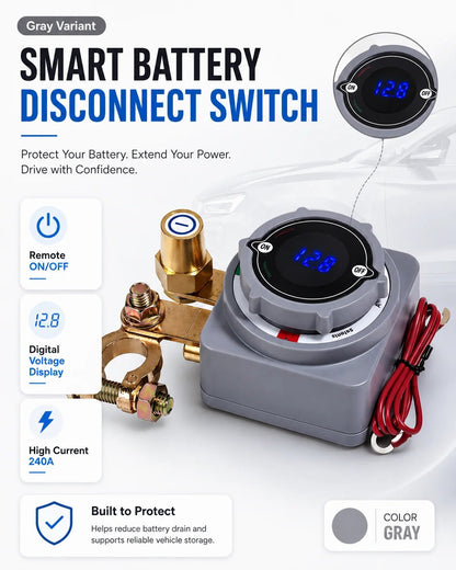 🔋Smart Remote Battery Disconnect Switch | Built-In Digital Voltage Display & Dual Wireless Key Fobs