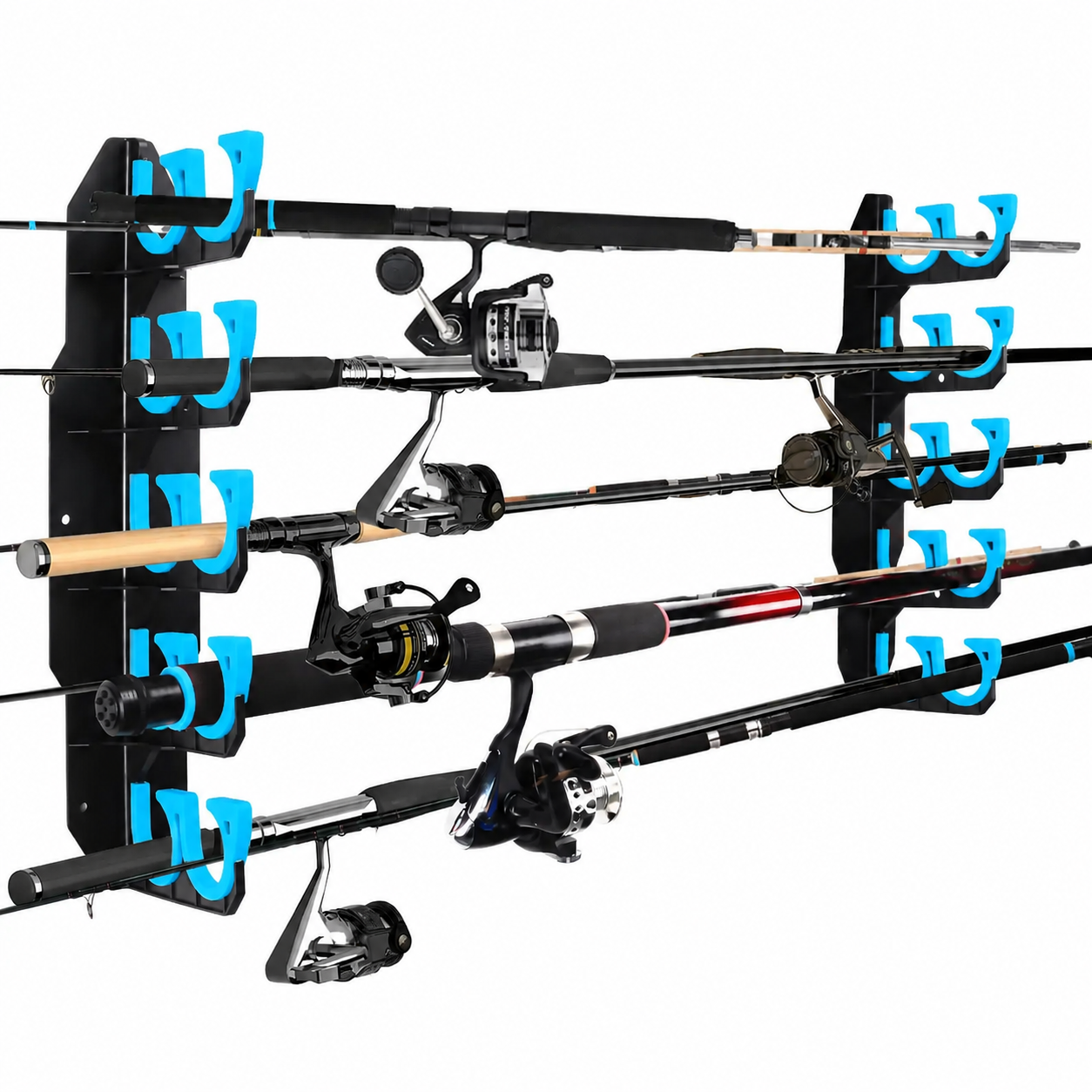 🎣 Heavy-Duty 10-Rod Garage Fishing Pole Holder 💪 – Wall & Ceiling Mount Organizer 🧰🏠