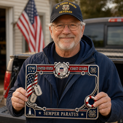 🔥 Last Day 49% OFF - U.S. Coast Guard “Semper Paratus” License Plate Frame ⚓