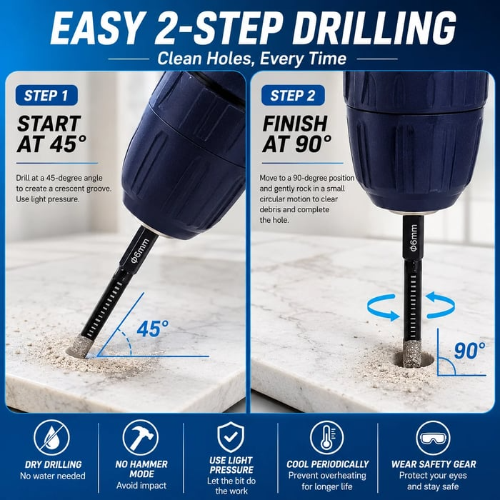💎 6-Piece Diamond Drill Bit Set for Tile, Glass & Stone 🛠️
