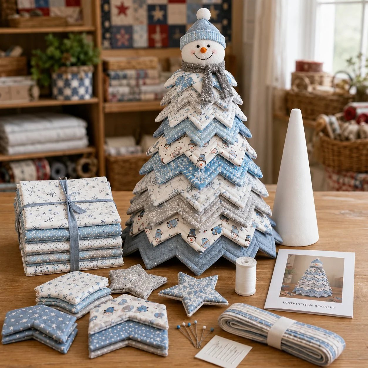 🔥LAST DAY 50% OFF - 🎄DIY Quilted Santa Christmas Tree Kit – Handmade Fabric Holiday Tabletop Tree Decor