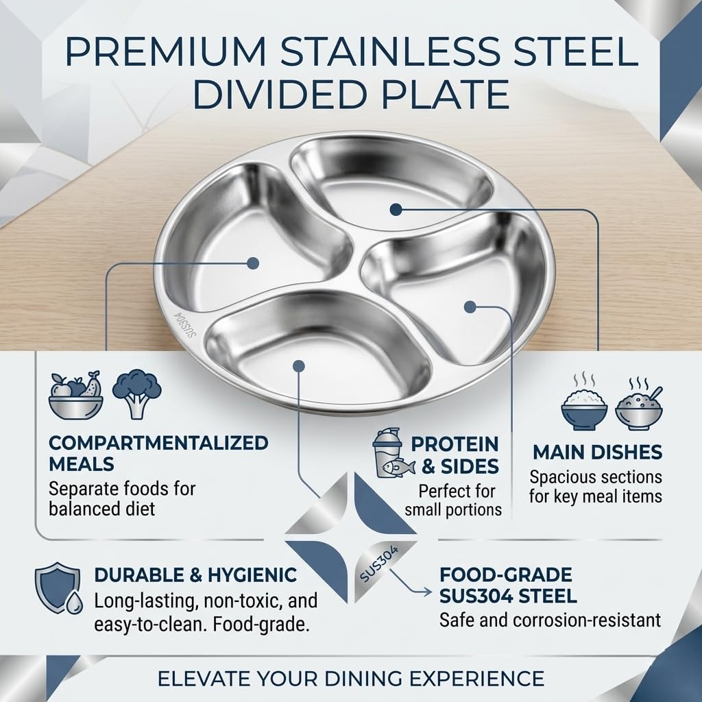 Stainless Steel 4 Compartment Partition Plate