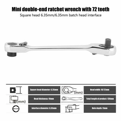 🔥Limited-time discount of 49%🔥1/4-inch Mini Double-Ended Ratchet Wrench, Silver, 72 Teeth, 5° Quick Release Tool🔧