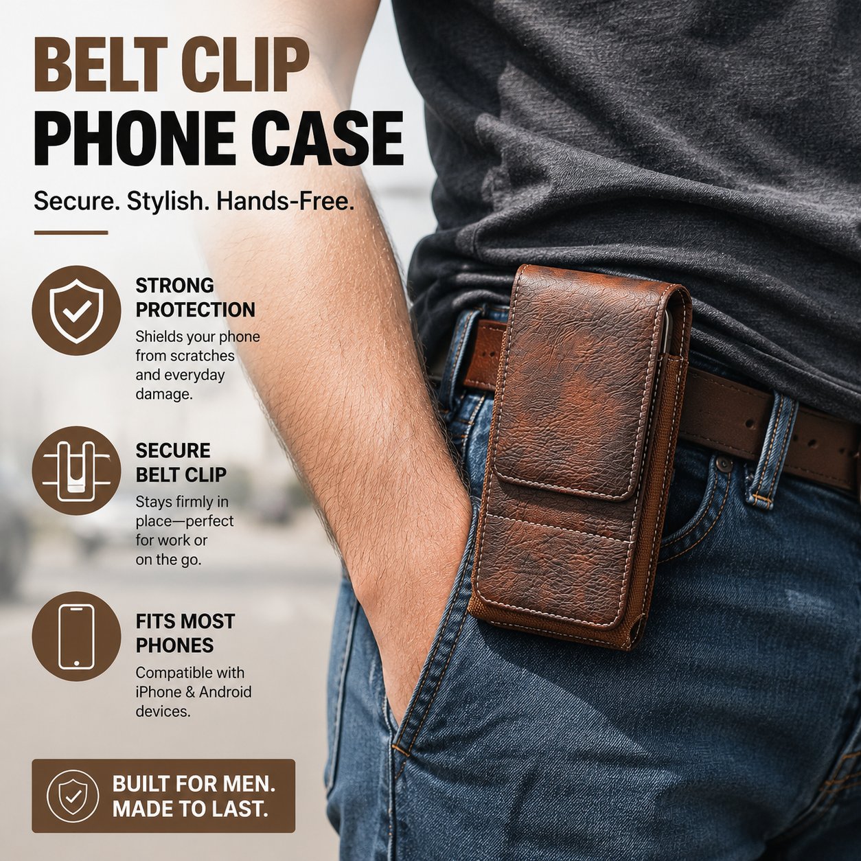 📱 Hands-Free Waist Phone Pouch – Secure Belt Case For Travel & Outdoors