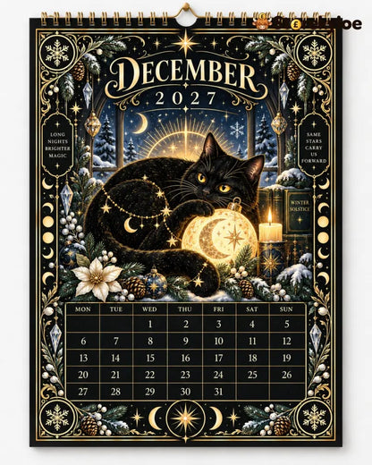 🌙 Moonlit Whispers 2027 – Mystical Black Cat Celestial Wall Calendar：A Little Magic for Every Month of 2027