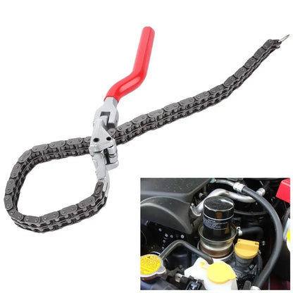 Heavy Duty Chain Oil Filter Wrench | Adjustable Removal Spanner for Auto Maintenance
