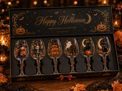 🔥LAST DAY 50% OFF - 🎁 Halloween 3D Wine Glass Collection Gift Box Set – 6 Spooky Collectible Designs 🎃🍷