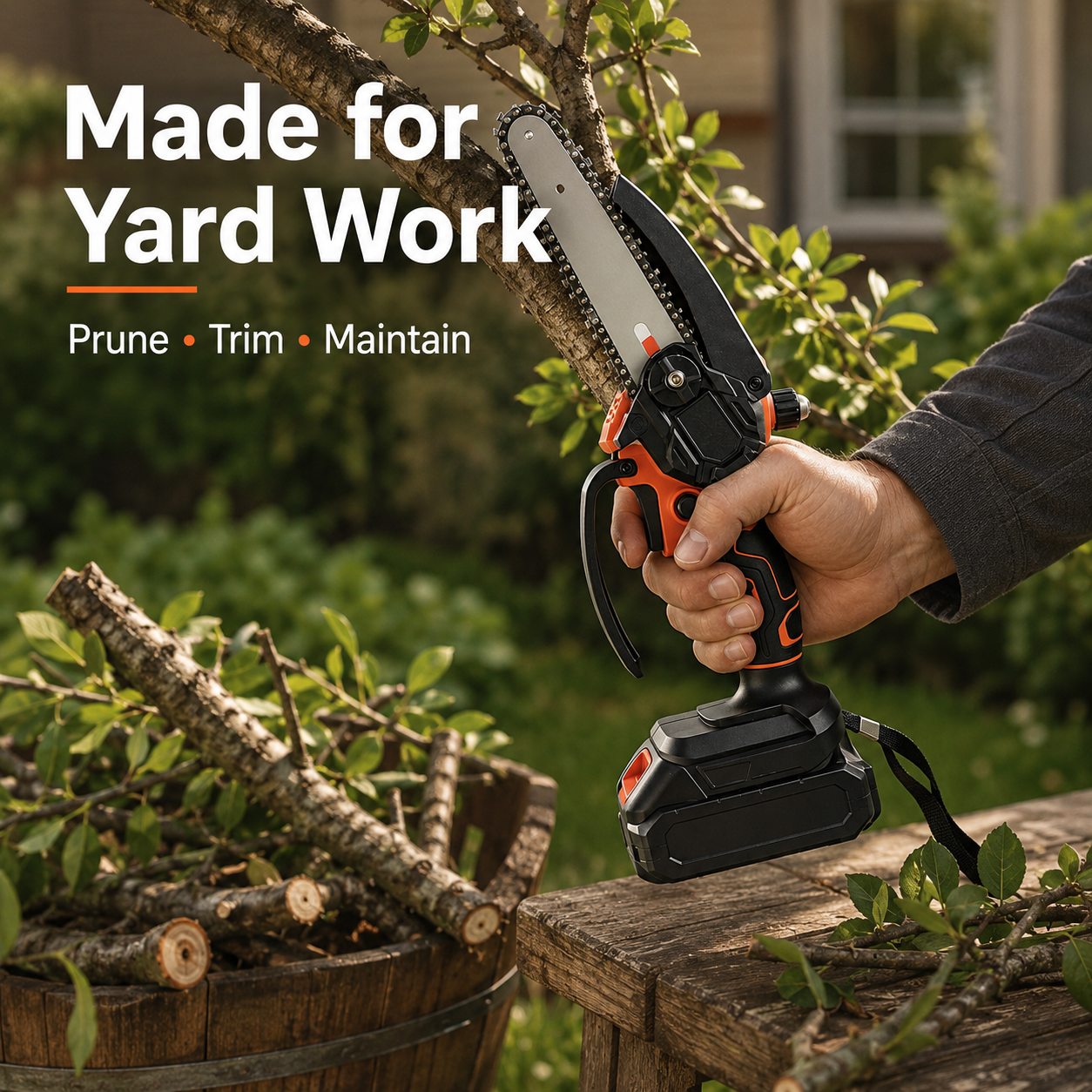 🪚 6-Inch Cordless Mini Chainsaw – Fast One-Handed Pruning 🪵