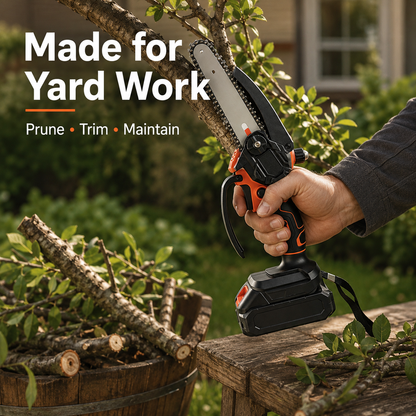 🪚 6-Inch Cordless Mini Chainsaw – Fast One-Handed Pruning 🪵