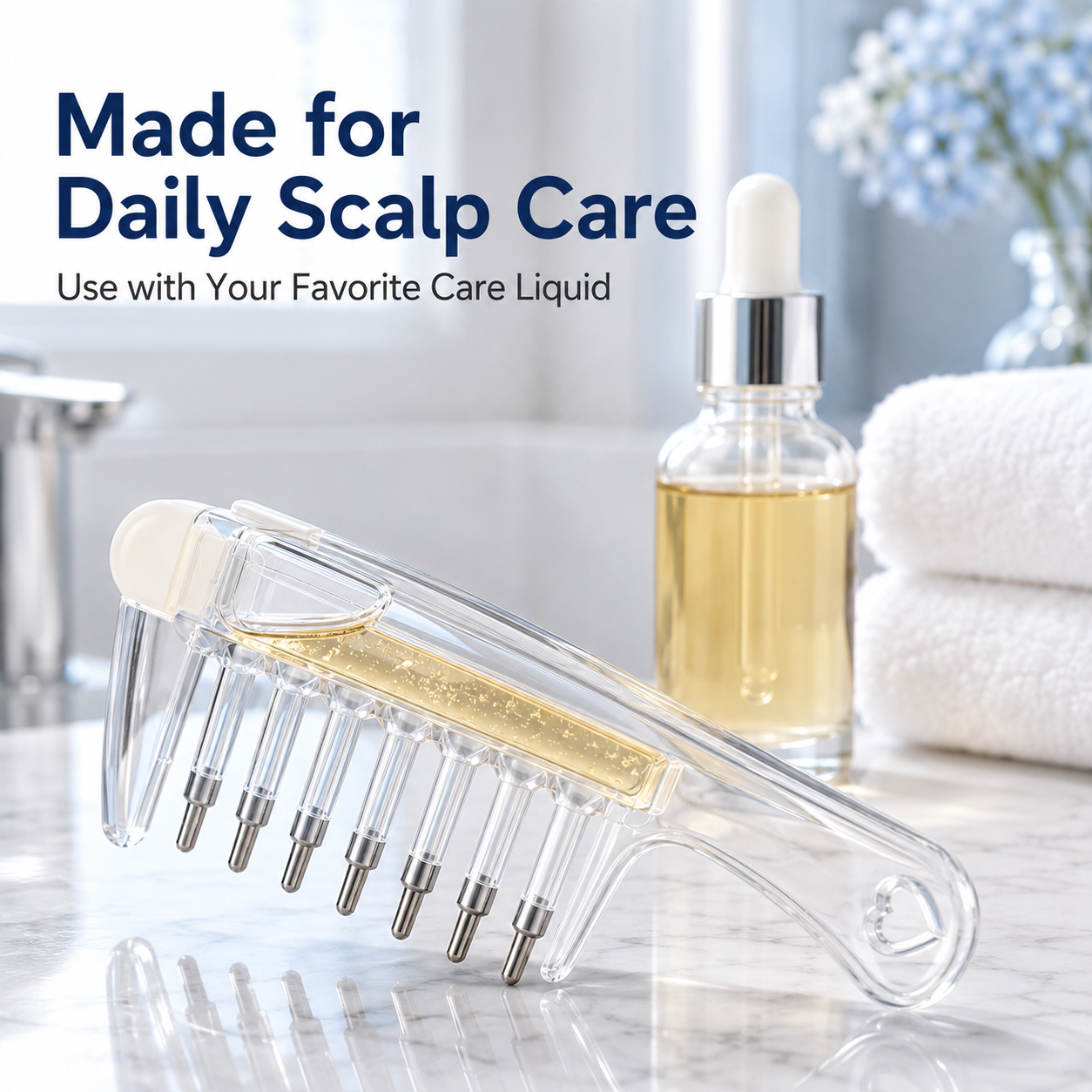 💆 Precision Scalp Applicator Comb with Roller-Ball Teeth for Hair Oils ✨