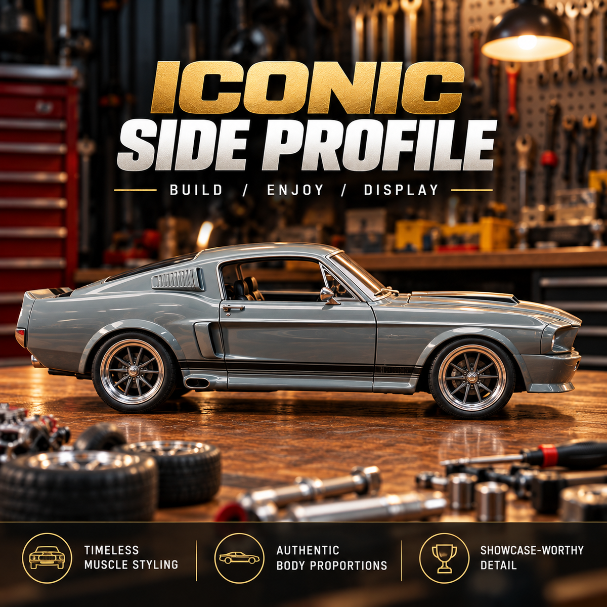 🏎️ 1967-Inspired GT500 Fastback DIY Model Car Kit – Build & Display
