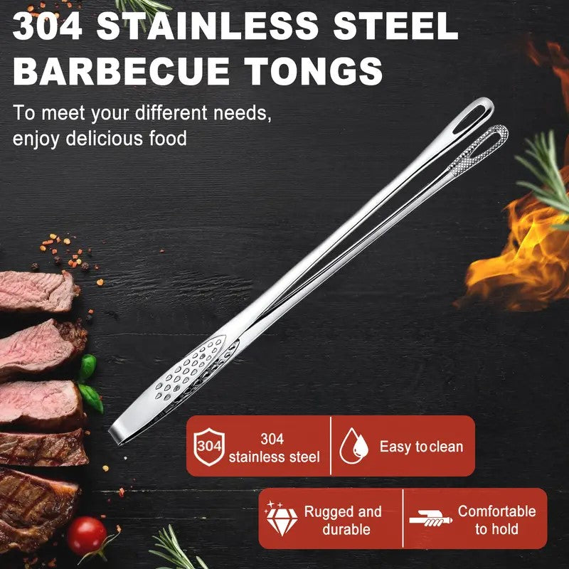 Stainless steel barbecue tongs