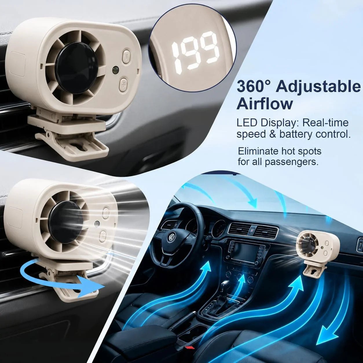 🚗 USB Car Clip-On Fan – Stay Cool Anywhere