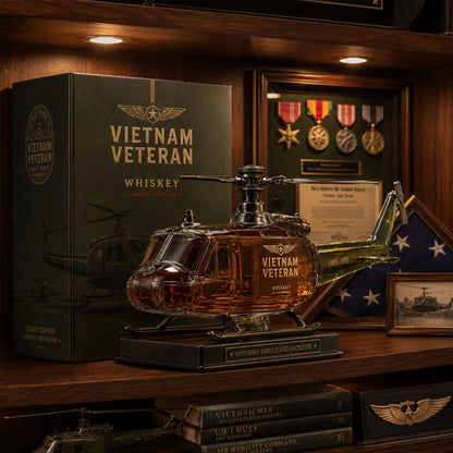 🎖️Vietnam Veteran Military Helicopter 1965-1975 Whiskey Bottle