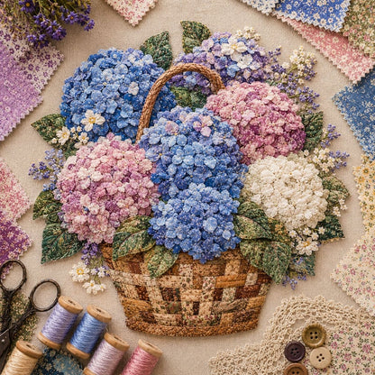 🌸Floral Basket Patchwork DIY Kit | 3D Layered Fabric Flower Art Craft for Home Decor & Gifts