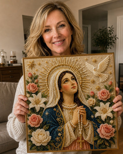 🎉🙏 Divine Pearl Bead Virgin Mary Icon – A Peaceful DIY Faith Art Gift ✨