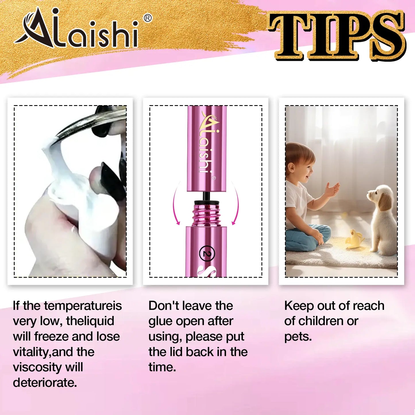 AlLAlSHI 2-in-1 Bond & Seal Cosmetic Eyelash Adhesive, Black/White Waterproof Gentle Lightweight Long-Lasting Strong Hold Glue for Individual Cluster Lashes, DIY Eyelash Extensions Beauty Product for Self-Application
