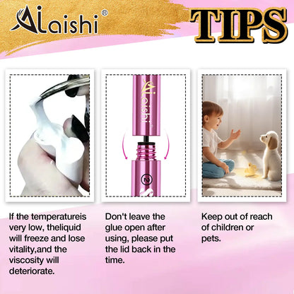AlLAlSHI 2-in-1 Bond & Seal Cosmetic Eyelash Adhesive, Black/White Waterproof Gentle Lightweight Long-Lasting Strong Hold Glue for Individual Cluster Lashes, DIY Eyelash Extensions Beauty Product for Self-Application